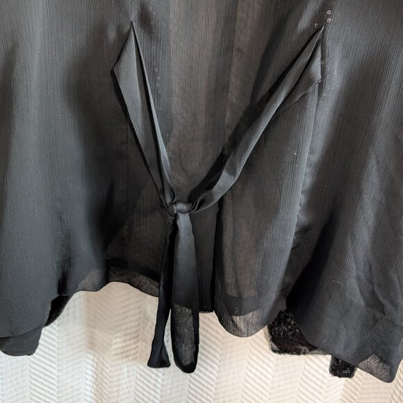 MXM Black Sequin Sheer Waterfall Vest Glam Layering Piece Size 2X Plus Size - Picture 13 of 15